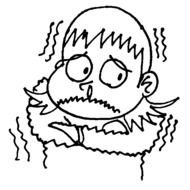 cartoon male person In Cold Weather, outline