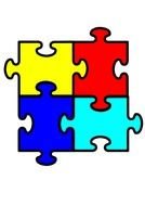 puzzle pieces of different colors stacked together