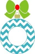 outline christmas wreath with green bow