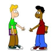 Clip Art Illustration Students Say Hello To Pals At School