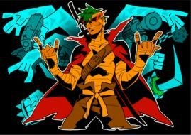 drawn warrior from comics on a black background