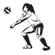 black and white image of a volleyball player