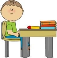 School Boy At Desk Vector