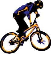 colorful silhouette of a cyclist in the dark as a picture