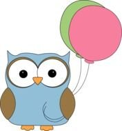 Balloons Image Cute Blue Owl With Pink And Green