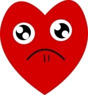sad red heart on a white background