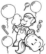 happy children with ball drawing