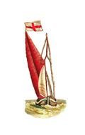 ship with a flag on the waves as a graphic image