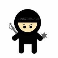 drawing of a ninja in a black suit