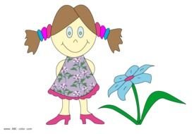 Flowers and girl drawing