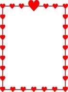 drawn rectangular frame with red hearts