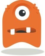 orange monster with two teeth