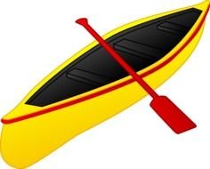 yellow boat with a red paddle Free Clipart