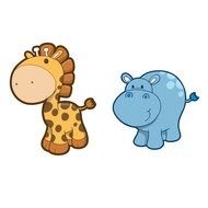 Baby Giraffe and hippo drawing