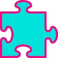 blue piece of the puzzle with a pink frame