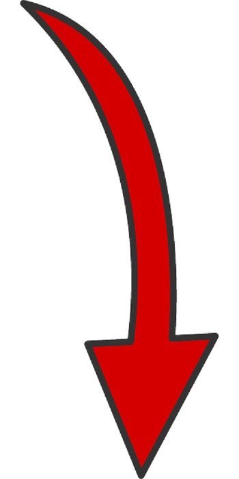 Red Curved Arrow down drawing