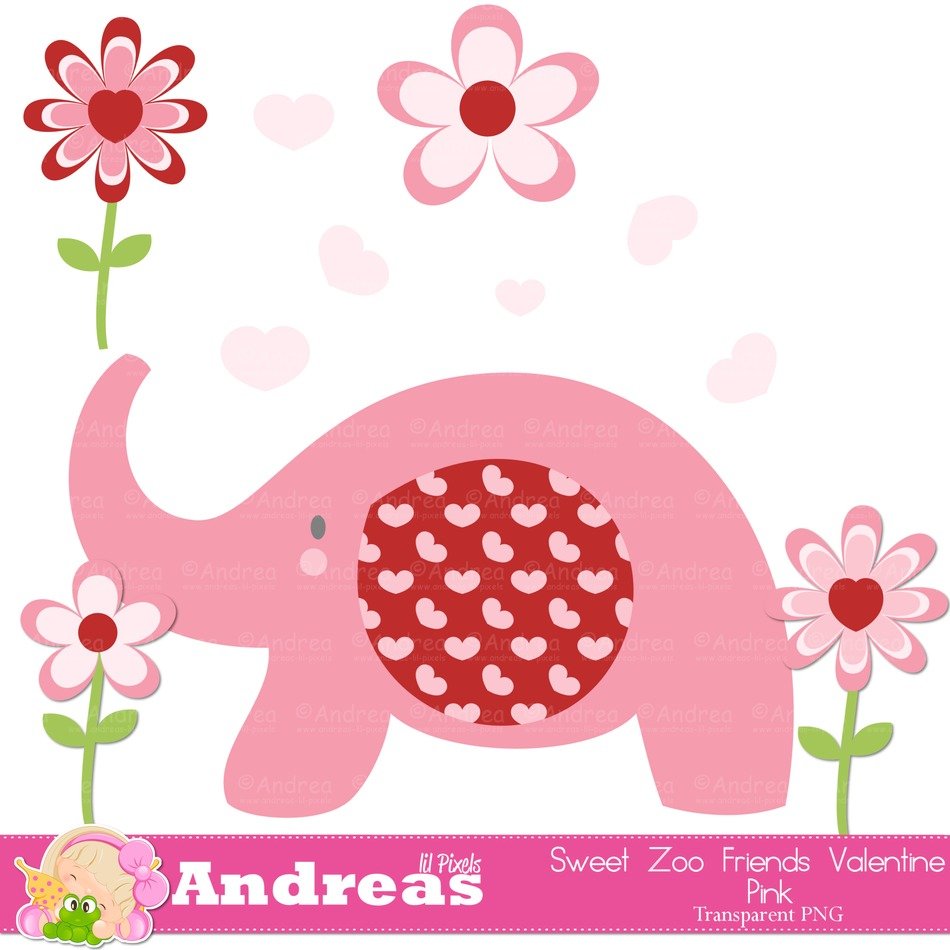 clipart pink elephant in pink colors