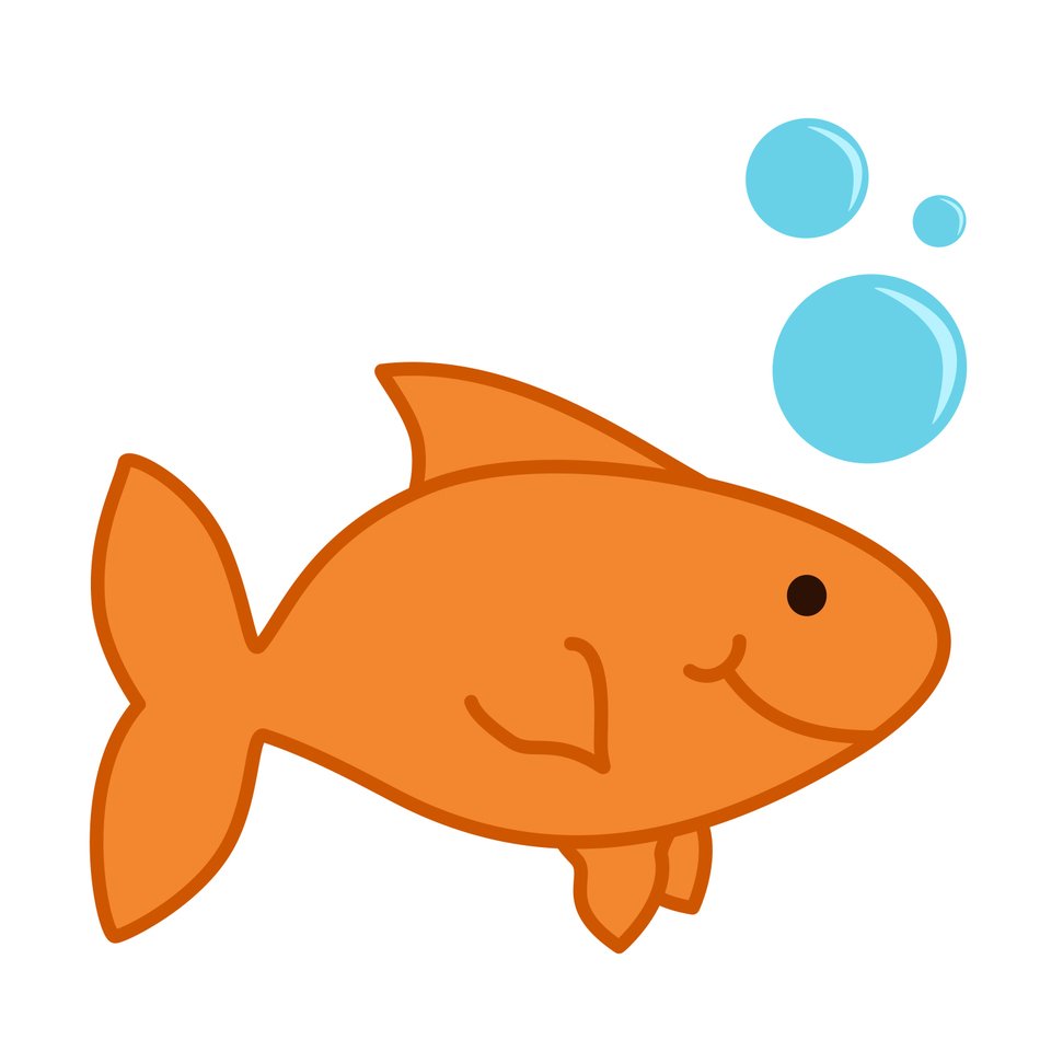 cartoon Goldfish with bubbles