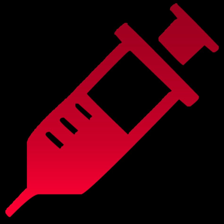 drawn red syringe on a black background