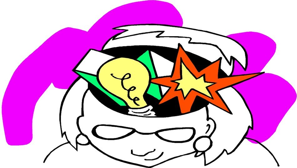 explosion in the head in a colorful picture