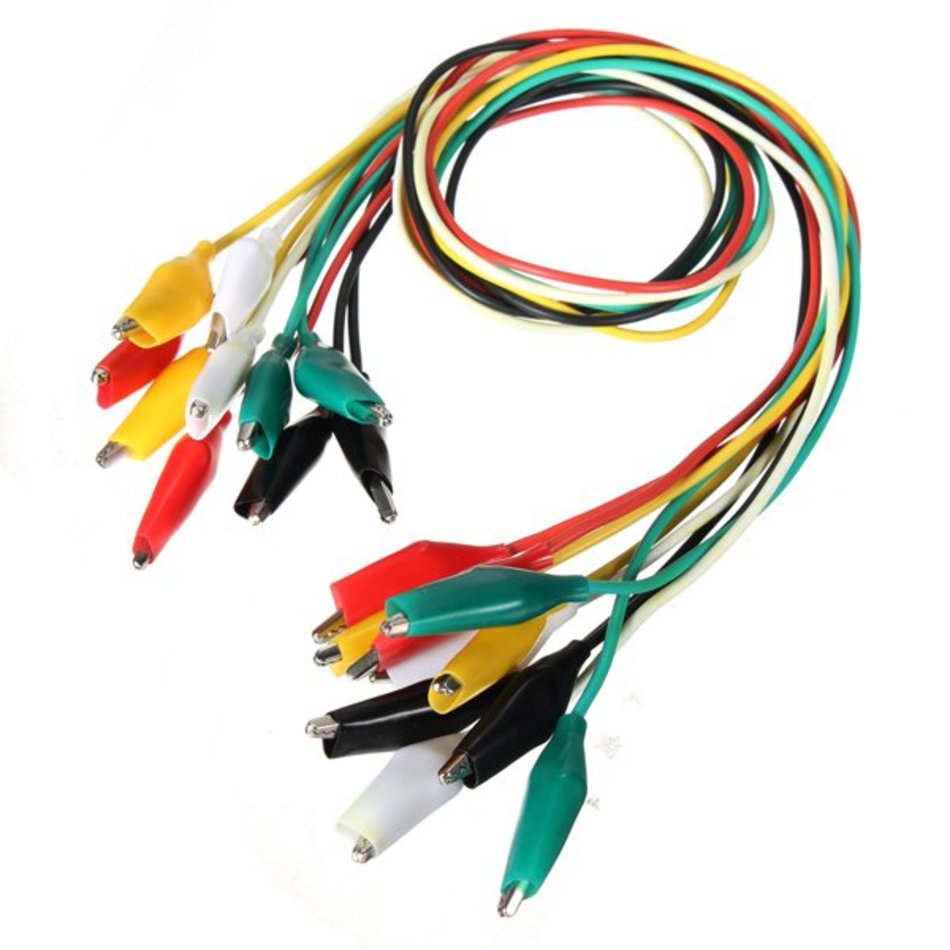 10pcs 50cm Double Ended Clips Cable Alligator Testing Probe Lead Wire