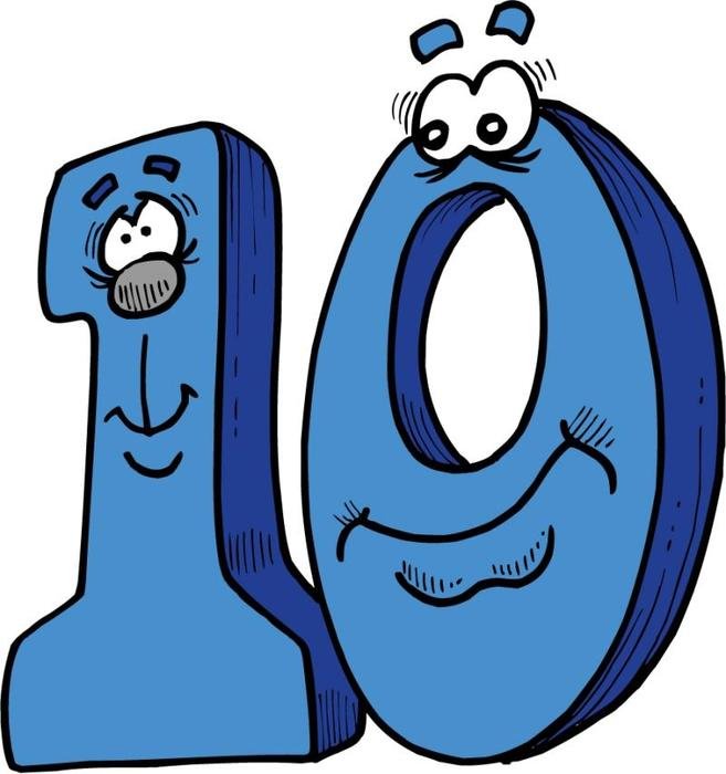number 10 on white background