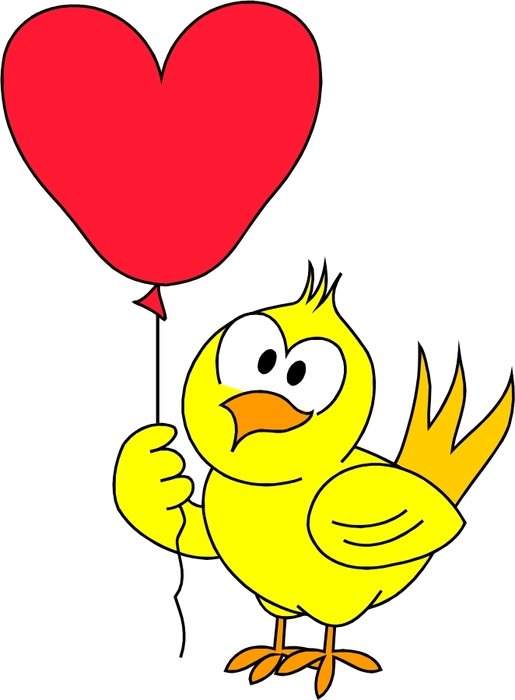 painted chicken with balloon in the shape of heart