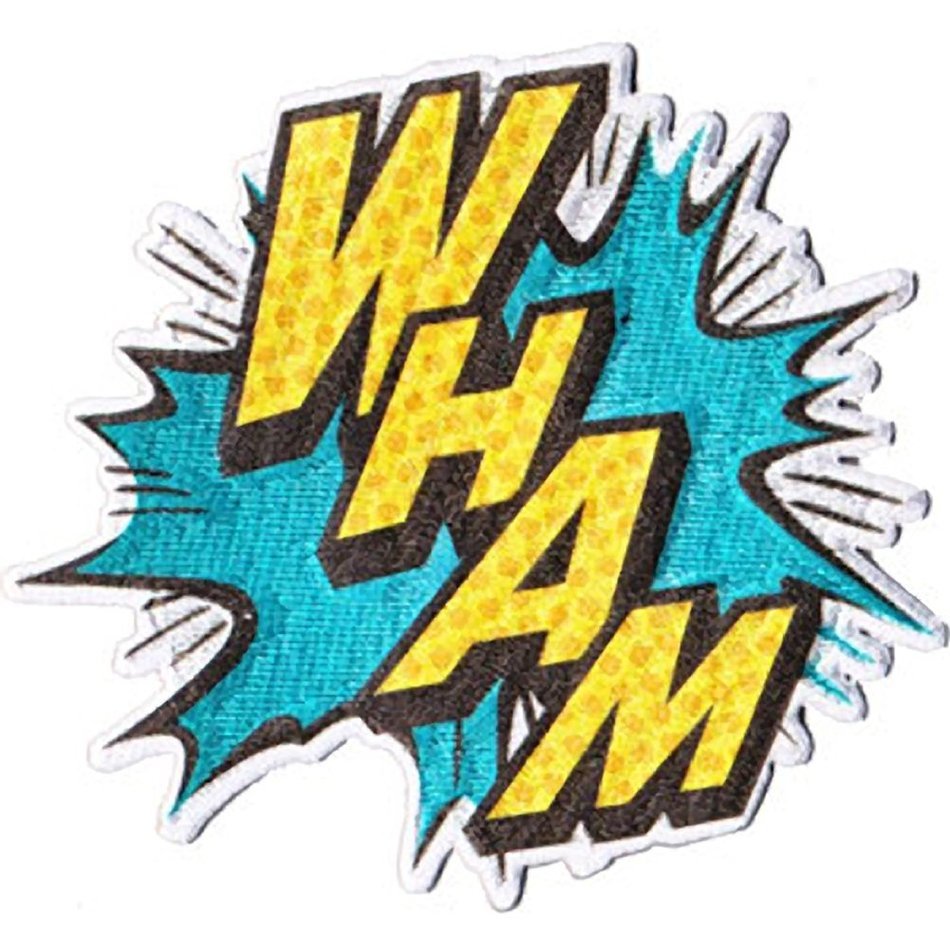 Wham, yellow lettering on blue Patch