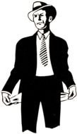 man with empty pockets, vintage drawing