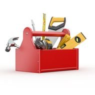 red box with working tools as a graphic image