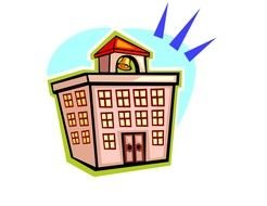 painted multi-story school building