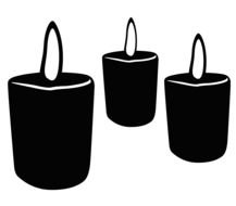 three black candles as a picture for clipart