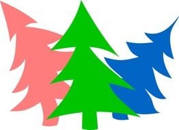 painted three multi-colored christmas trees
