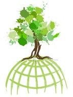 green tree on the globe as a picture for clipart