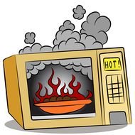 Clip art of burning microwave