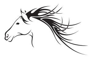 silhouette of a running horse