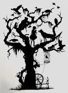 Fairytale Silhouette tree drawing