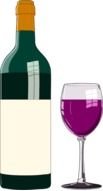purple Wine in Bottle And Glass, drawing