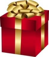 Gift Box with golden bow, drawing