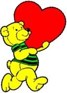yellow teddy with heart drawing