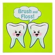 Brush And Floss Dentist Artwork Poster