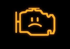 drawing of a sad engine detail on a black background