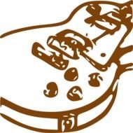 drawing of a guitar on a black background