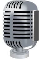 gray music microphone on a white background