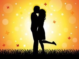 silhouettes of a couple in love as a picture for clipart