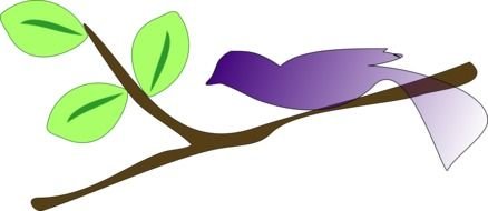 drawing of a purple bird on a tree branch