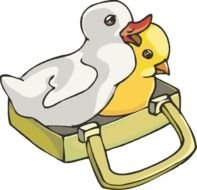 graphic image of a vintage bird's nest on suitcases