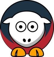 drawing of a colored sheep on a white background