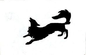 black silhouette of an animal with a long tail