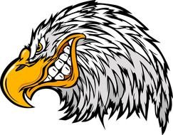 painted eagle head with white teeth
